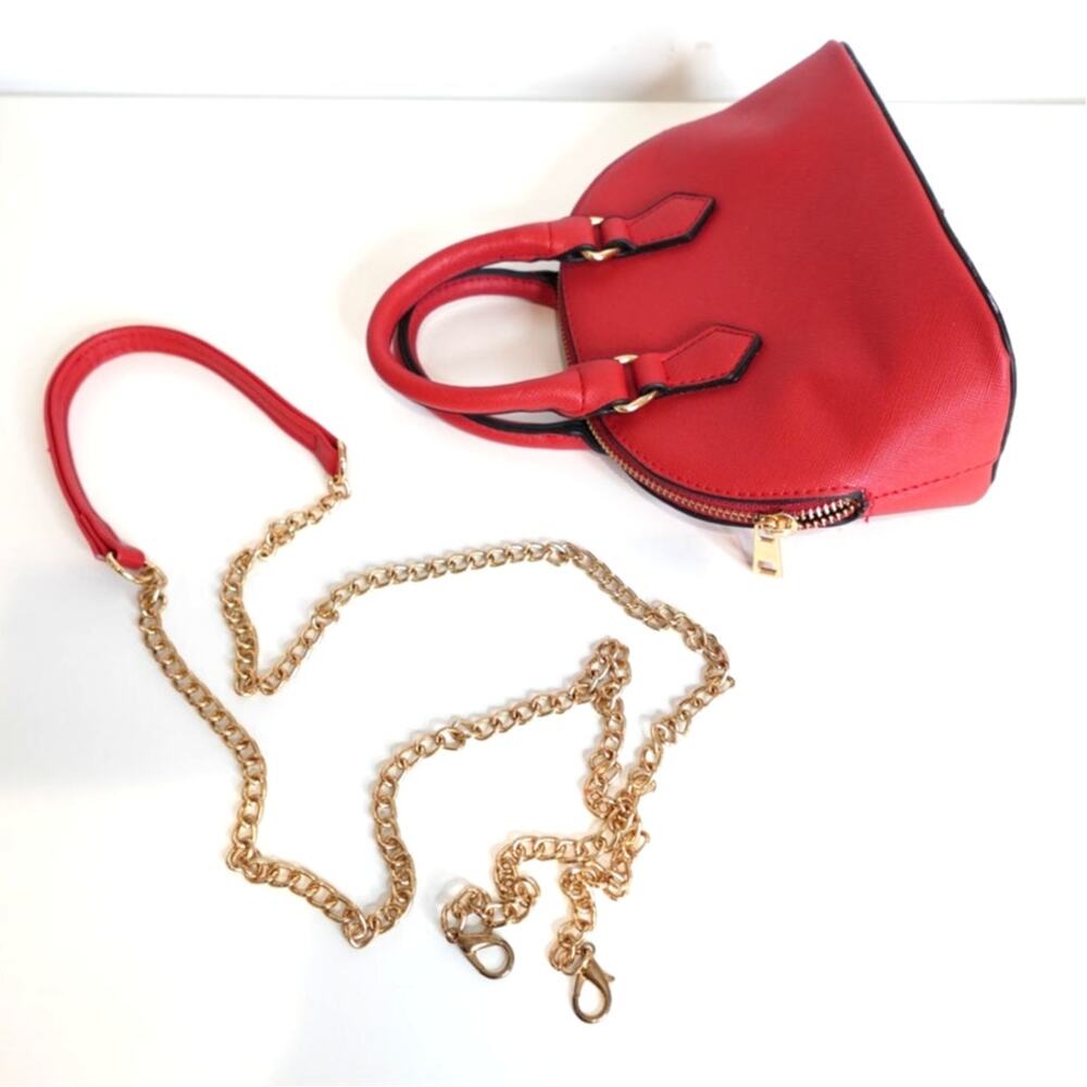 Red MINI PURSE with handle and crossbody Chain